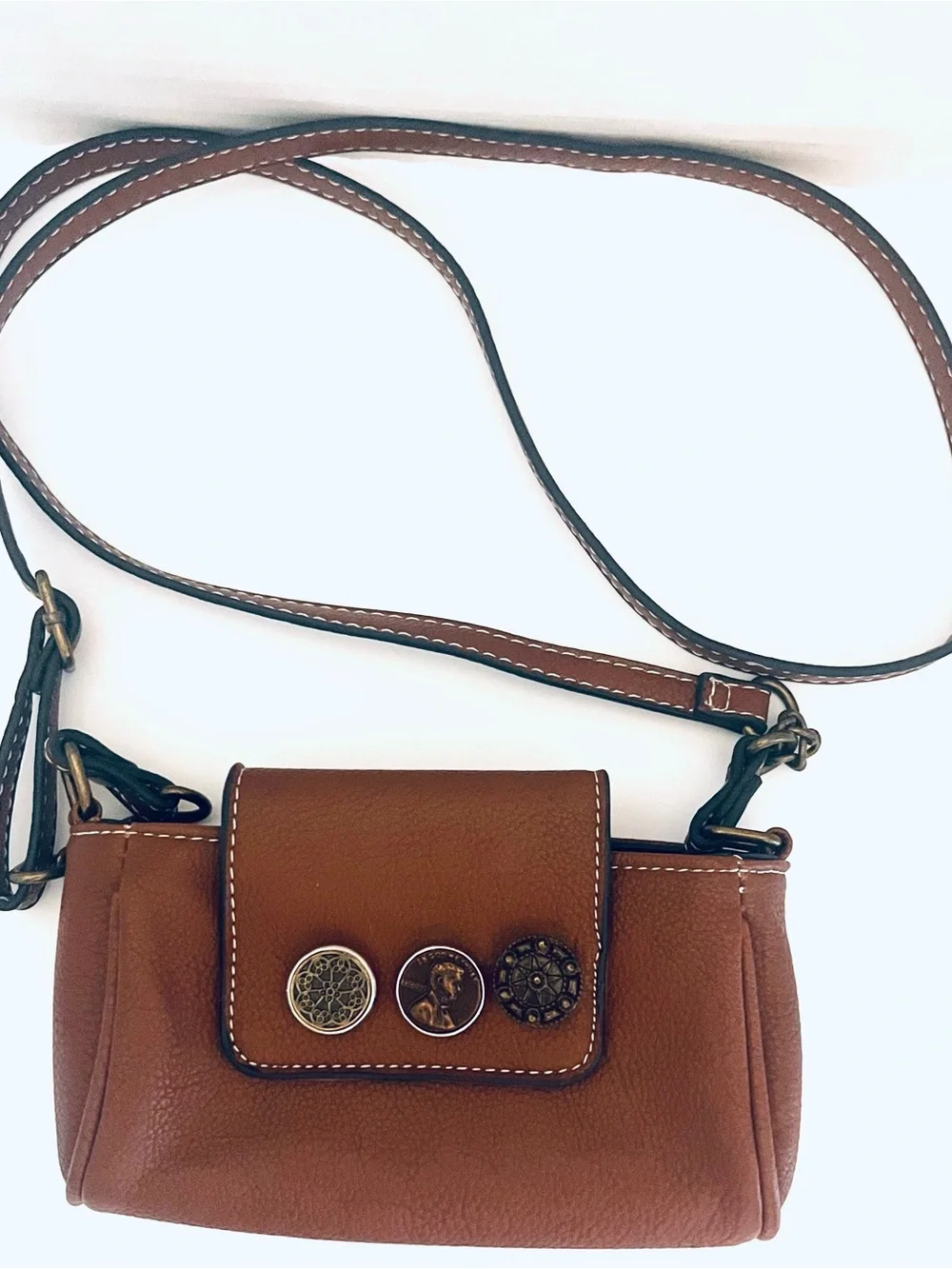 Ginger Snaps Brown Women’s Crossbody Mini Bag with Decorative Studs